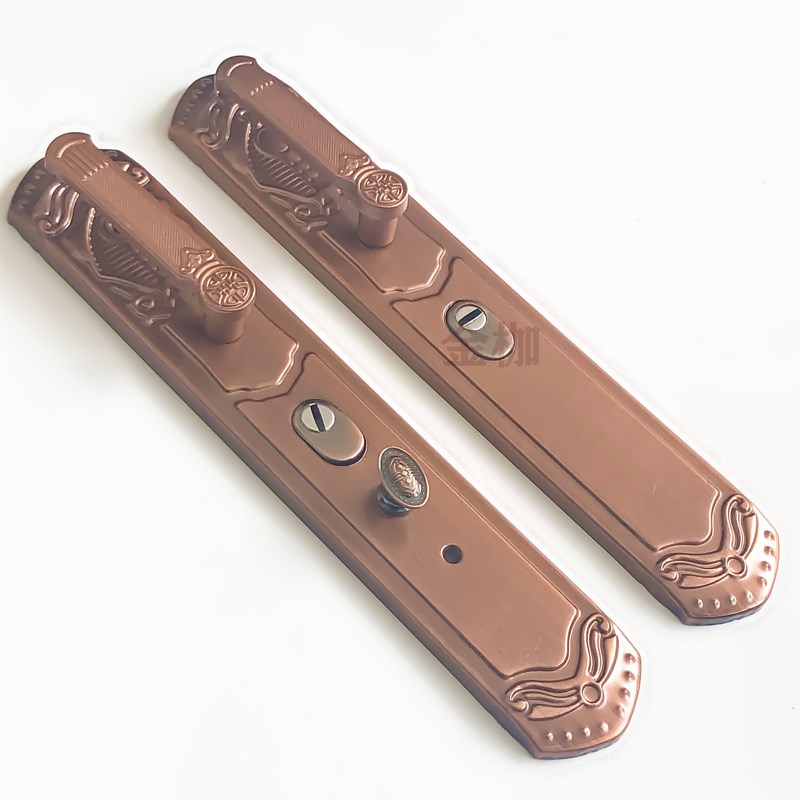 防盗门锁拉手把手面板红古铜铝合金门锁拉手标准X尺寸包邮加厚