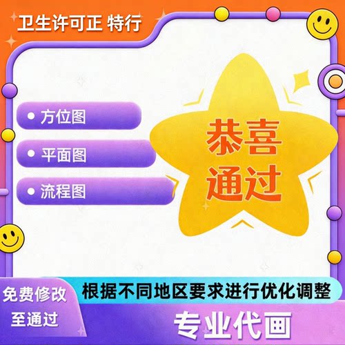代画办正平面图图纸流程图位置图卫生许可正图制图绘图食品经营许