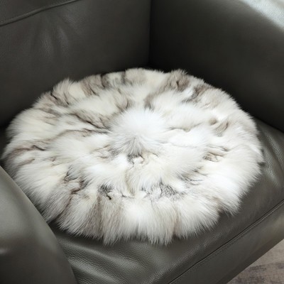 皮草坐垫狐狸毛冬季椅子垫单人沙发垫真皮细毛圆形W垫客厅屁股垫