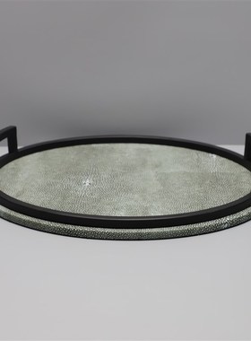 现代简约金属皮革托盘样板t房售楼部卧室客厅餐厅厨房家居饰品摆