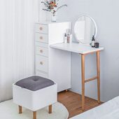 随园实木梳妆台小户型卧室迷你化妆桌北欧白色化妆台可伸缩化妆柜