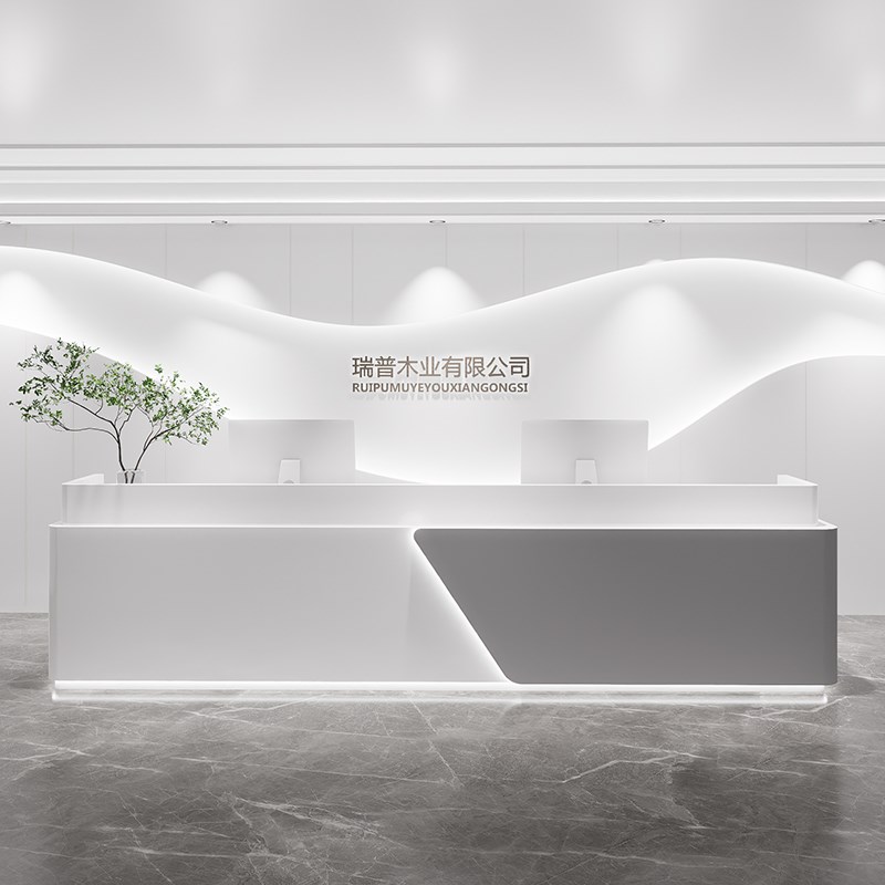 公司办公室前台接待台酒店服务台B前台桌定制岩板大理石吧台收银