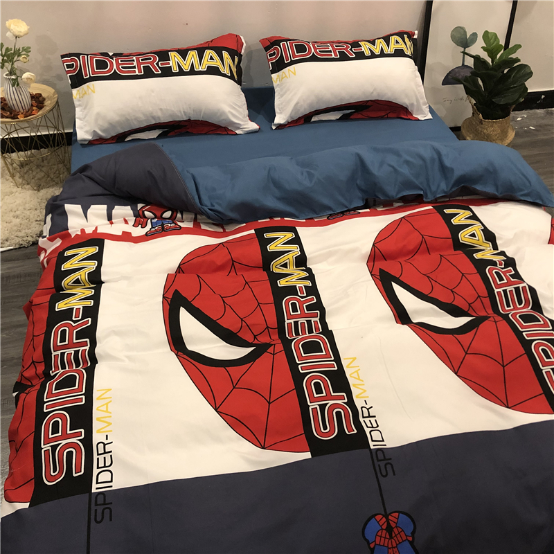 男孩卡通蜘蛛侠床上用品q被套四件套儿童男生学生1.5米床单三件套