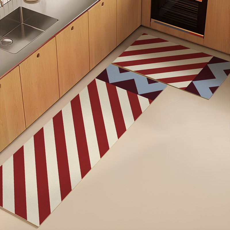 中古风复古高级感厨房地垫防滑防水防油可擦免洗S耐脏满铺全铺地