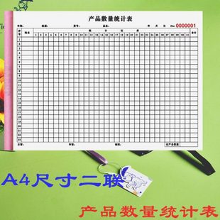5本包邮仓库车间通用A4产品数量统计表二联生产点数本记件明细本