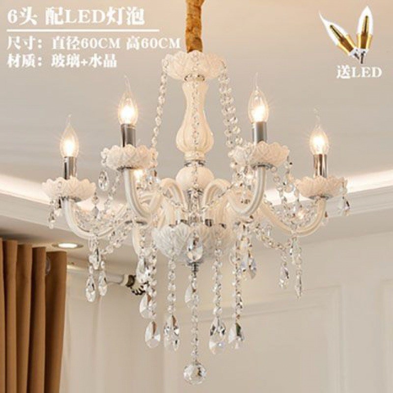 厂家店铺白色公主简欧灯具简约灯饰卧F室灯创意餐厅灯现代水晶吊