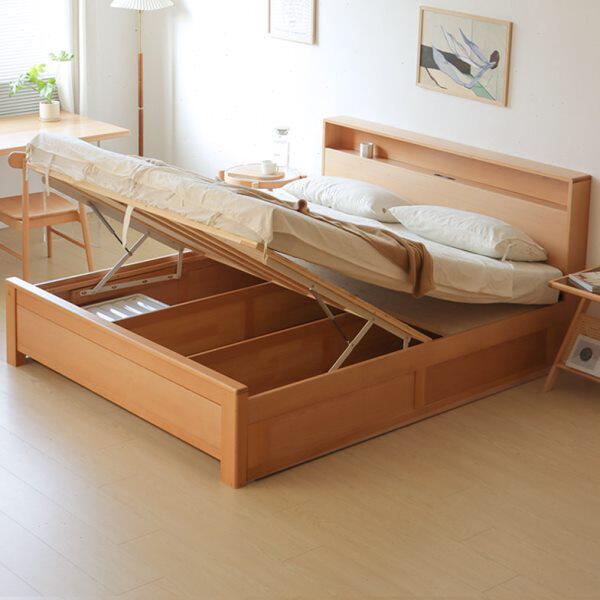 小乔造木实木榉木高箱储物双人床1.5米北欧日式原木主卧箱体床