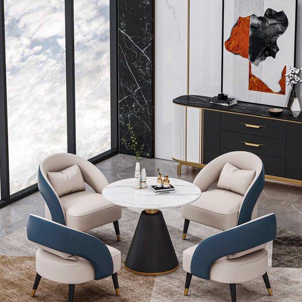 北欧轻奢售楼处会客小圆桌简约现代谈单一桌四椅接待洽谈桌椅组合,住宅家具,岩板餐桌,淘宝优惠券,粉丝福利购,淘宝优惠卷