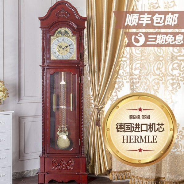 落地钟 新中式客厅报时复古简约欧式机械钟实木手工雕刻现代座钟,家居饰品,座钟,淘宝优惠券,粉丝福利购,淘宝优惠卷