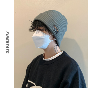 y灰色大码 冬季 大头围针织帽毛线帽保暖冷帽男 STATE帽子男款 FINE