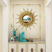 饰镜玄关镜子壁饰挂墙面装 欧式 餐厅客厅太阳神装 修镜框壁炉壁挂镜