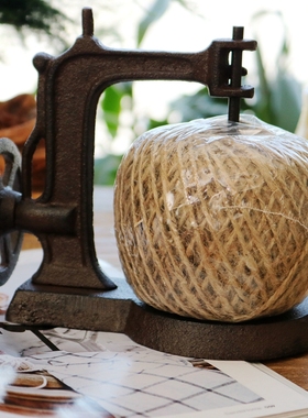 中式创意个性复古怀旧铸t铁艺缝纫机线轴麻绳家居软装饰桌面摆件