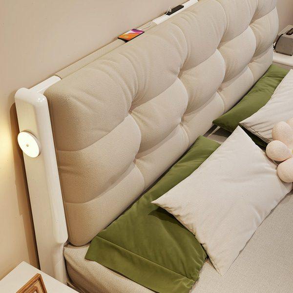 白色实木床奶油风两米乘两米二的大床儿童双人主卧2米x2米2大床头,住宅家具,实木床,淘宝优惠券,粉丝福利购,淘宝优惠卷