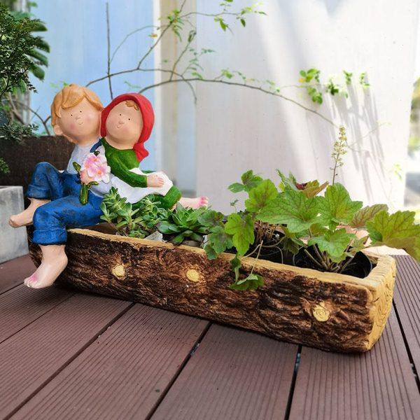 卡通娃娃小孩摆件树桩花盆多肉户外造景可爱花园杂货装饰庭院布置,家居饰品,户外/庭院摆件,淘宝优惠券,粉丝福利购,淘宝优惠卷