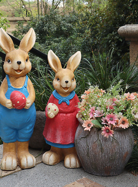 户外庭院花园f兔子花盆院子阳台装饰布置创意动物露台园艺落地摆