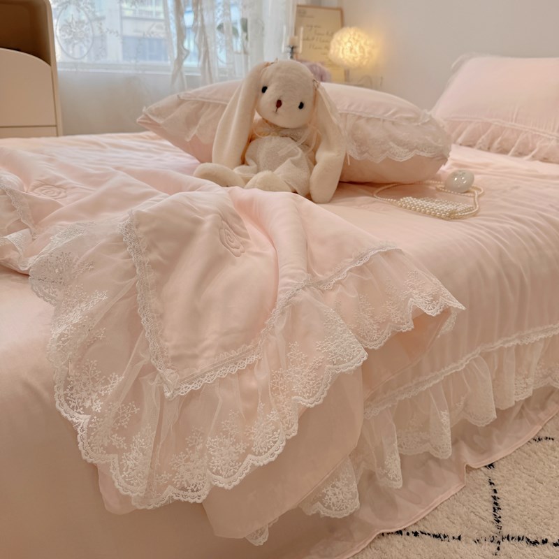 仙女款凉感莱赛尔竹纤维夏被四件B套可机洗凉爽空调被夏天薄被子