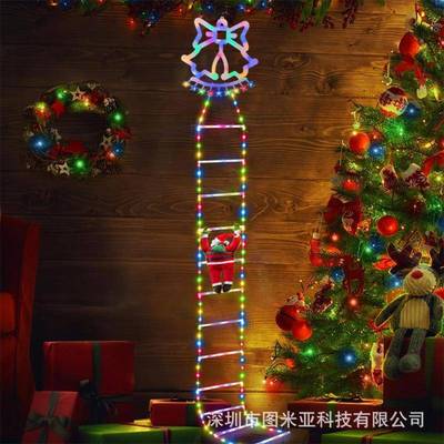 新款LED智能圣诞梯子灯电源照明用于窗户墙壁家庭暖四彩和暖白