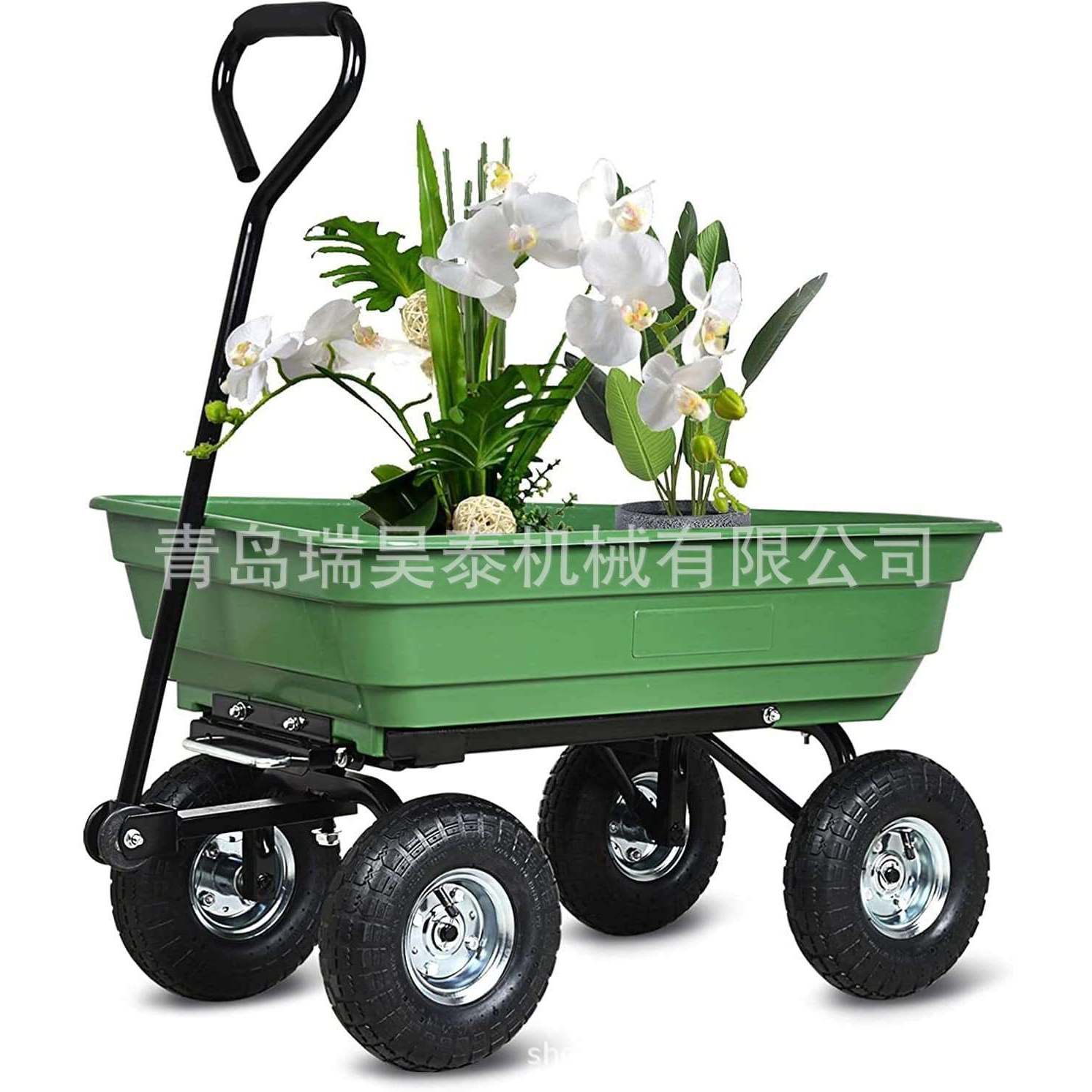 四轮花园工具翻斗车 手推车 手拉式塑料翻斗垃圾车塑料翻斗车工厂