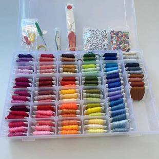 厂家直供刺绣工具套装绕好线板100色十字绣刺绣线盒装