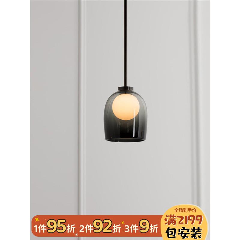 北欧卧室小吊灯现代简约床头吊线灯极简设计师创意玻璃吧台餐厅灯