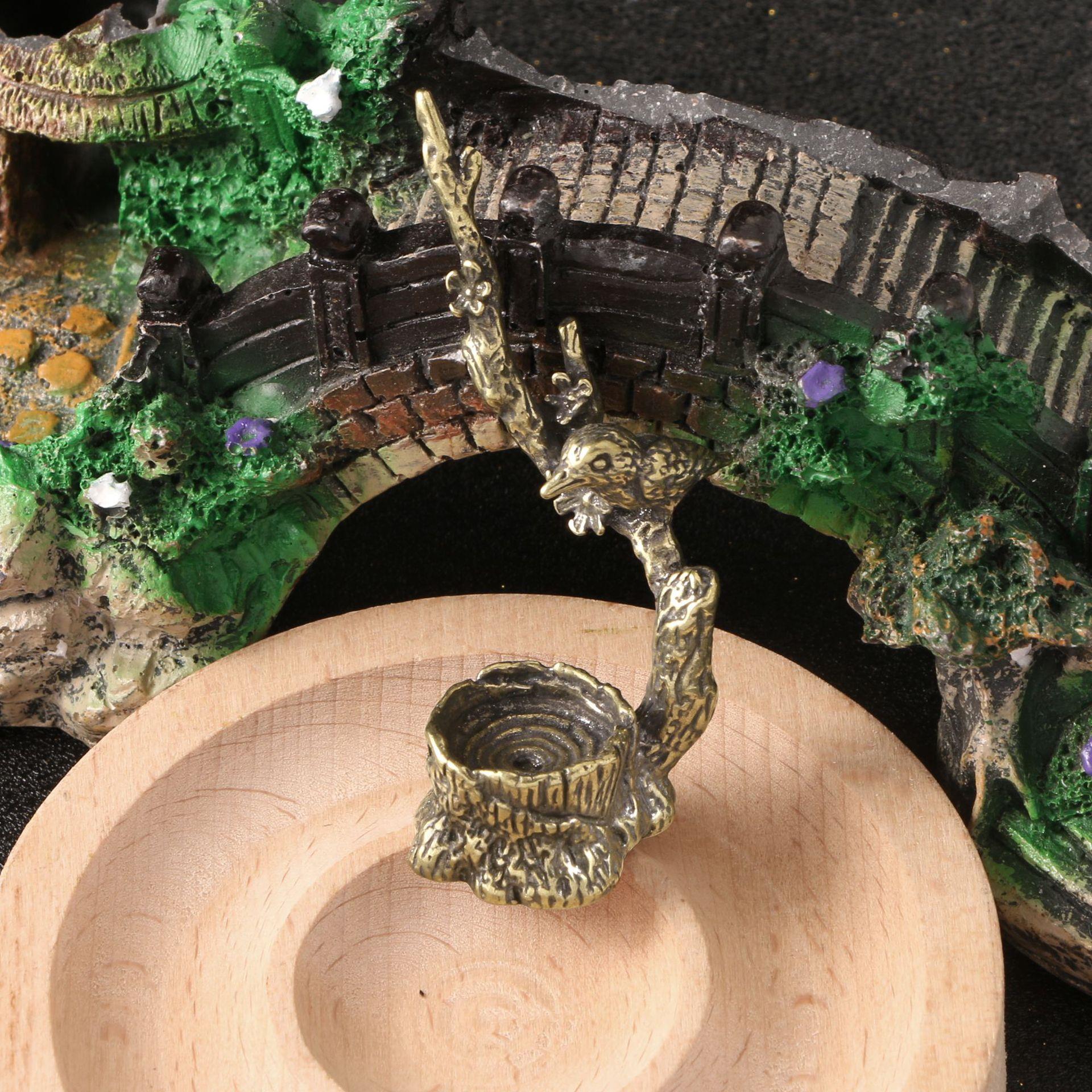 仿古铜器香插香座喜上眉梢喜鹊登梅禅意香托香炉家居办公创意摆件