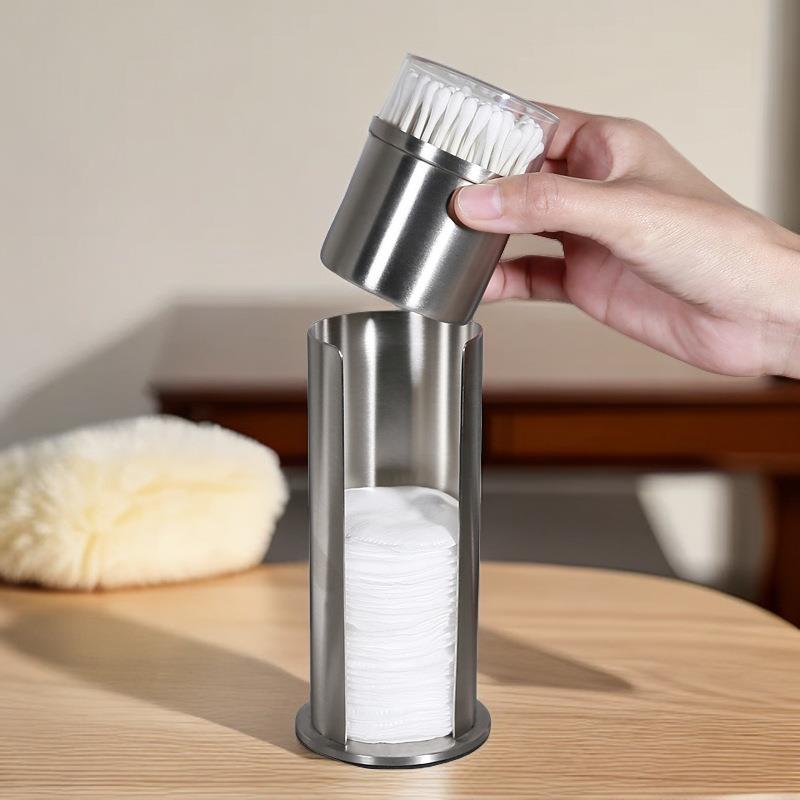 不锈钢化妆棉收纳盒抽取式棉签卸妆棉盒美妆梳妆台浴室台面整理盒