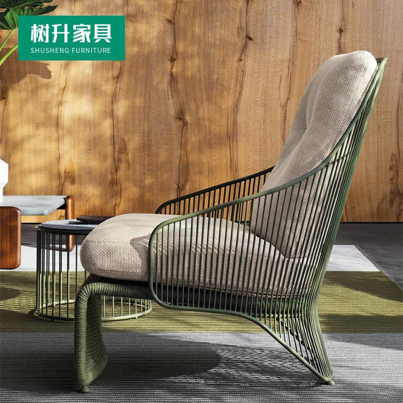 户外懒人休闲沙发椅茶几组合藤编绳编单人高背阳台休闲椅沙发组合