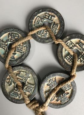 古玩杂件仿古做旧收藏铜五帝钱挂件古钱币地摊金属工艺品铜钱