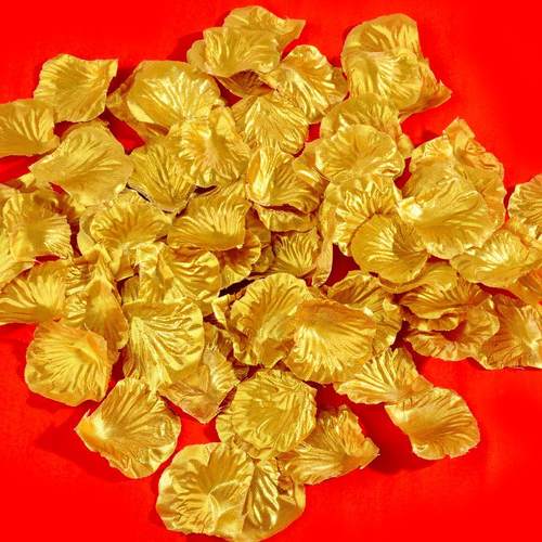 婚庆用品 婚礼场景婚房布置装饰 玫瑰假花瓣金色仿真玫瑰花瓣