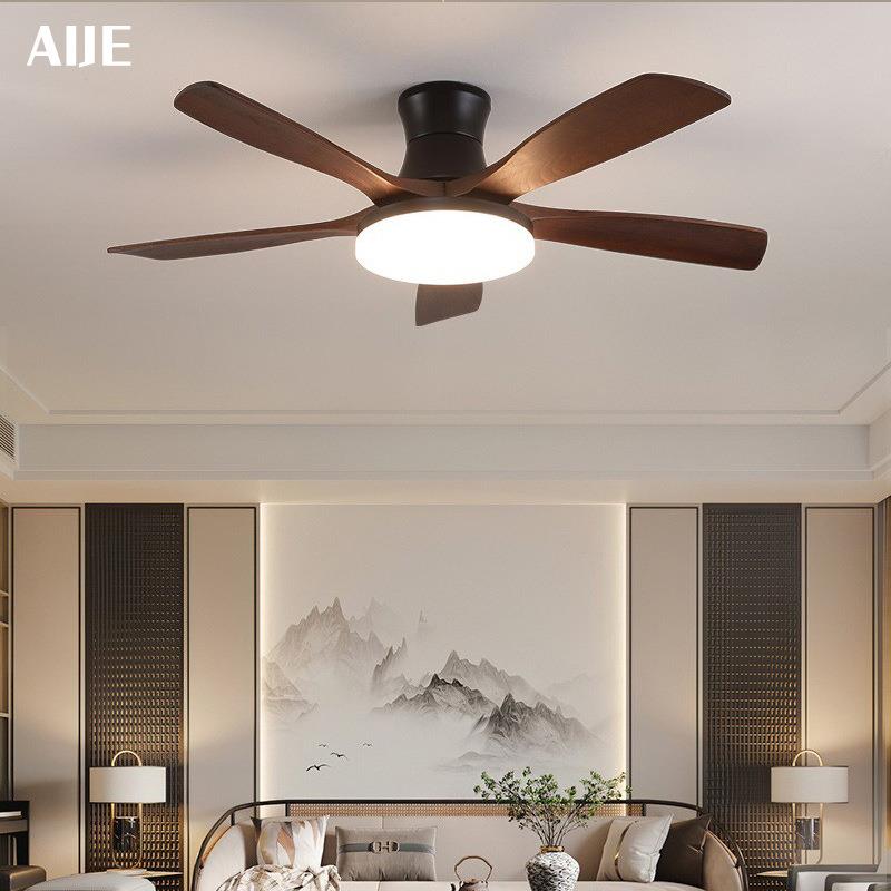 新中式52寸风扇灯吊扇灯客厅卧室书房餐厅灯实木静音胡桃木色灯具