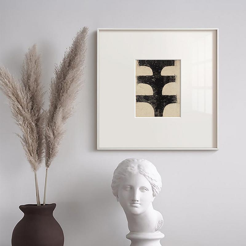 山丘 北欧小众艺术装饰画诧寂风黑白简约抽象日式餐厅样板间挂画