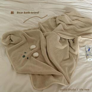 巨柔软速干吸水加厚立体耳朵大毛巾男 A6L洗澡熊～可爱珊瑚绒浴巾