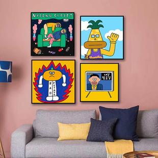 ins风客厅装 饰画卧室房间壁画韩国可爱插画沙发背景墙挂画