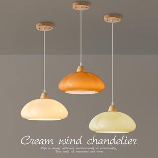 原木风餐厅吊灯中古奶油风南瓜灯复古vintage卧室床头吊灯