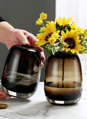 北欧玻璃透明 小号 日式简约创意家居餐桌装饰鲜花插花瓶摆件