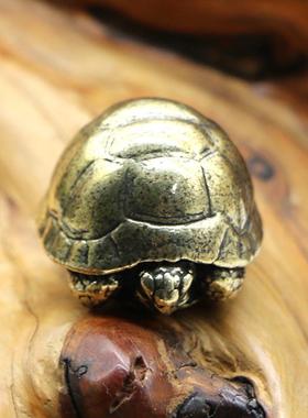 实心纯黄铜办公桌面小摆件复古乌龟古铜茶宠饰品工艺品礼品手把玩