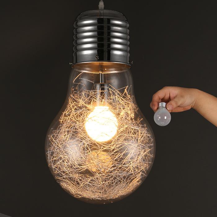 现代简约创意个性大灯泡吊灯餐厅灯饰吧台过道金银铝丝玻璃卧室灯