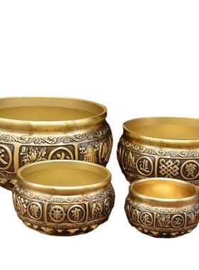 宏达 黄铜压铸双鱼铜盆 直播元宝铜聚宝盆铜器摆件