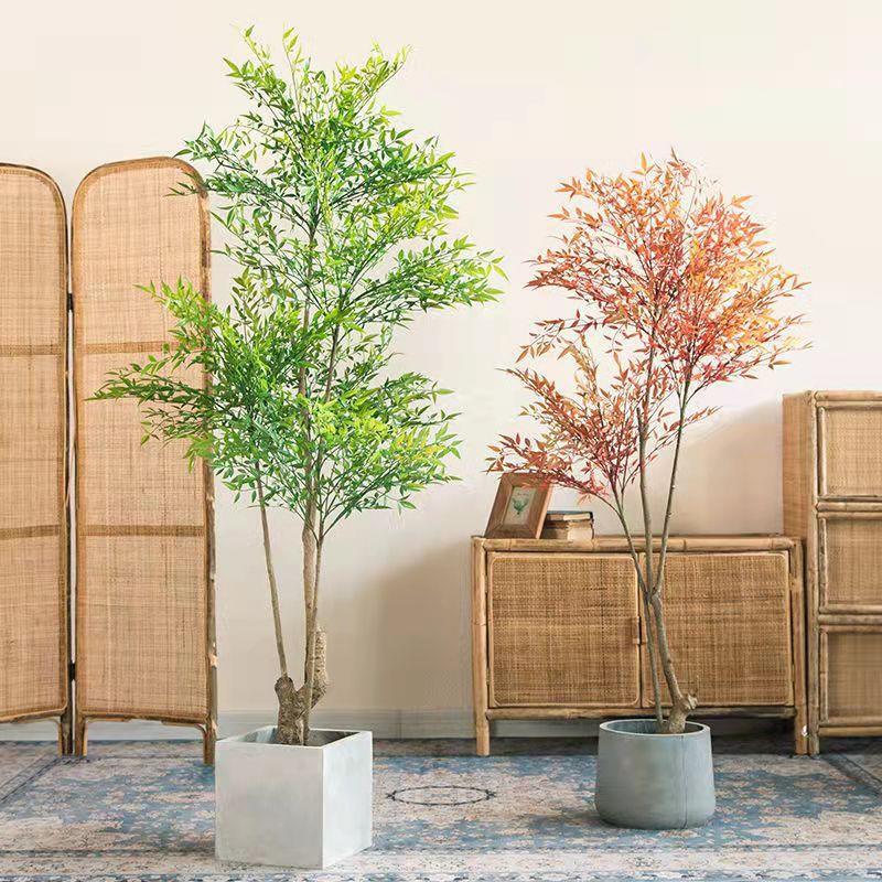 大型北欧风仿真绿植南天竹橱窗装饰客厅落地盆栽仿生植物摆件假树