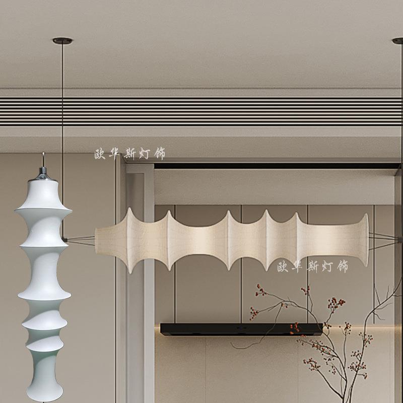 北欧竹节横条蚕丝竹节吊灯餐厅侘寂设计师民宿客厅卧室长条组合灯