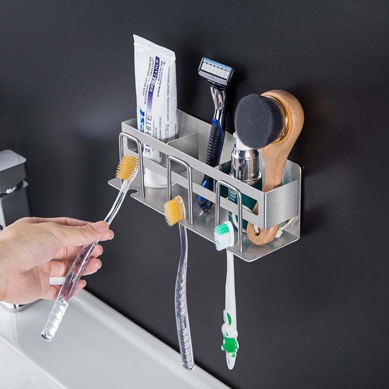 304不锈钢牙刷置物架 吸壁式免打孔漱口刷牙杯卫生间壁挂 182