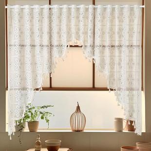 法式门帘卧室高级感隔断遮挡帘橱柜门咖啡帘防尘纱穿杆免打孔