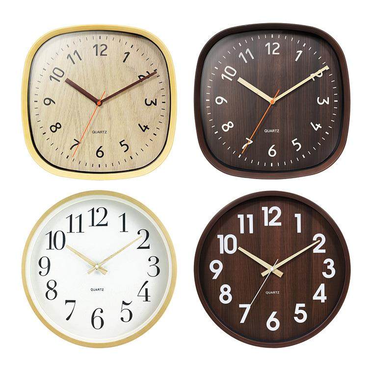 客厅钟表日系风木质挂钟高清玻璃数字家用圆形石英钟时计座钟,家居饰品,挂钟,淘宝优惠券,粉丝福利购,淘宝优惠卷
