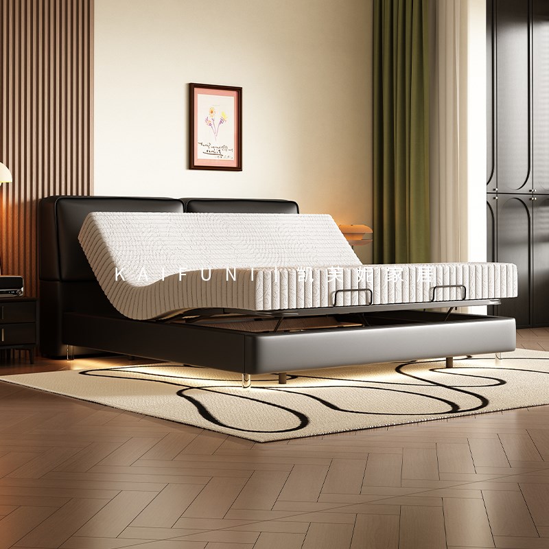 大黑牛零重力悬浮真皮床智能电动床现代简约多R功能升降床主卧婚