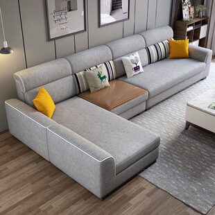 冬夏两用免洗科技布棉麻布客厅大小户型可拆洗现代双面布艺沙发