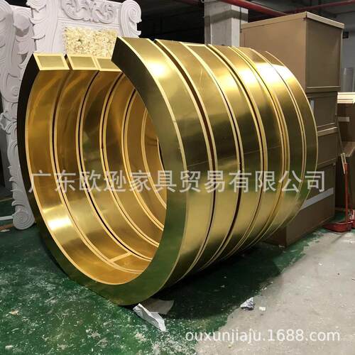 圆形顶部开空直径2米PVC贴亚克力镜面金色银色婚庆拱门