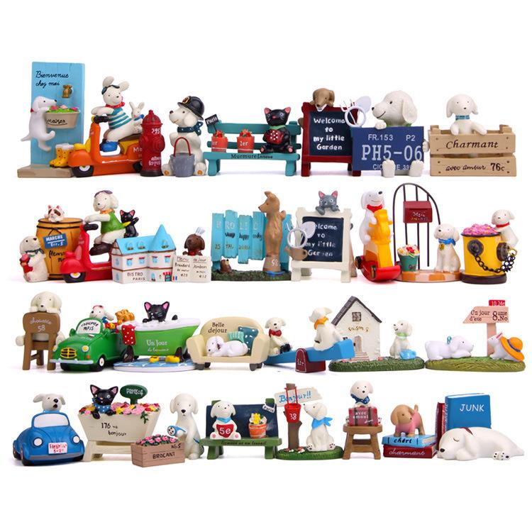 插花杂货园艺树脂猫小狗多肉微景观小摆件花插插件桌面道具汇总