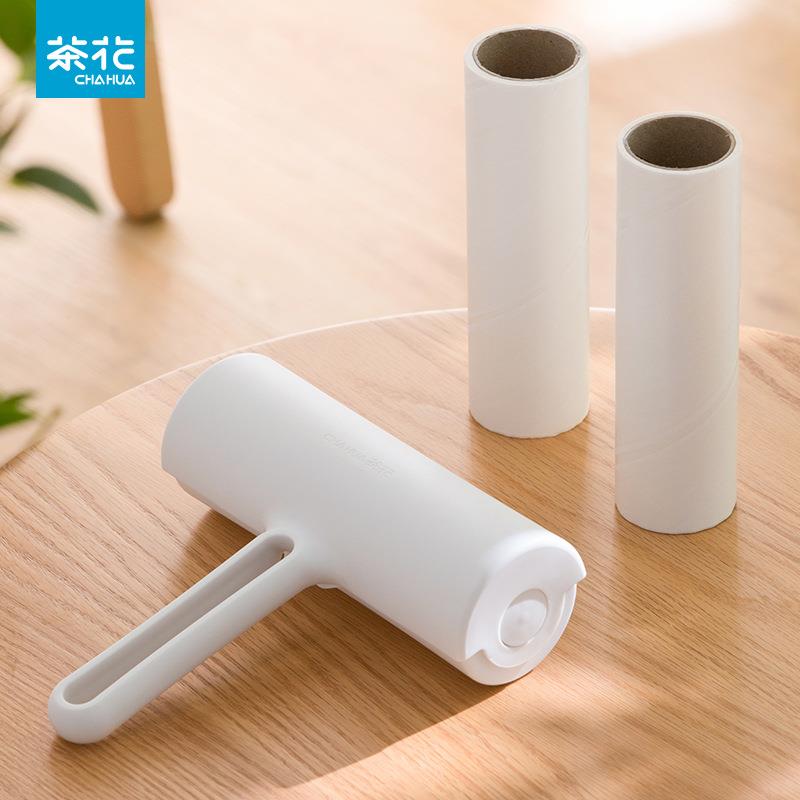 茶花粘毛器滚筒毛衣服沾滚刷可撕式黏纸卷纸滚轮床上粘尘滚去毛刷
