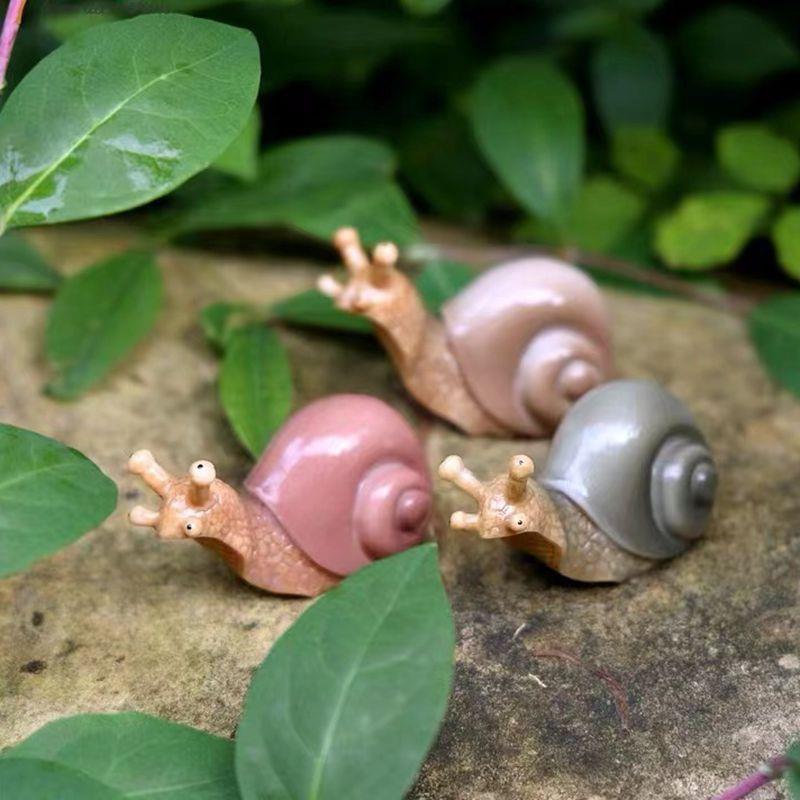 创意仿真蜗牛树脂摆件多肉盆栽假山水族造景迷你动物微景观装饰品
