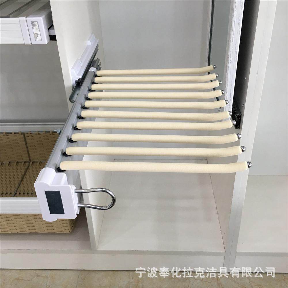 衣帽间衣柜五金加厚侧装伸缩推抽拉西裤架 活动10裤杆 不分左右